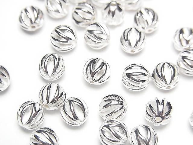 Silver 925 Line Carved Round (Corrugated Beads) [3mm][4mm][6mm] No Coating 1pc