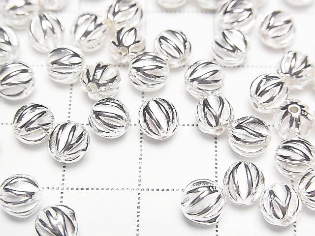 Silver 925 Line Carved Round (Corrugated Beads) [3mm][4mm][6mm] No Coating 1pc