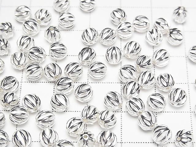 Silver 925 Line Carved Round (Corrugated Beads) [3mm][4mm][6mm] No Coating 1pc