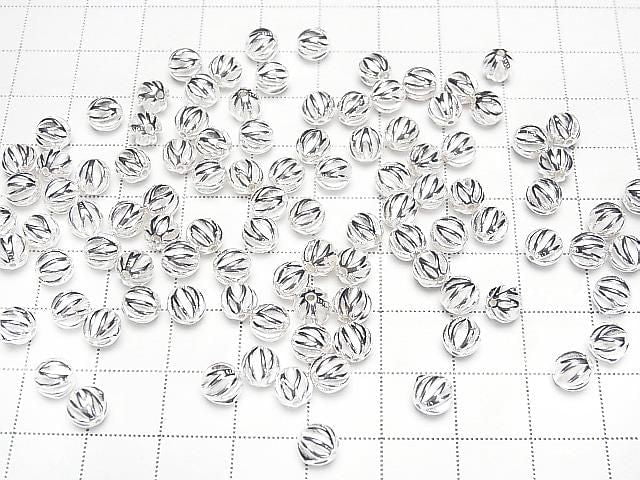 Silver 925 Line Carved Round (Corrugated Beads) [3mm][4mm][6mm] No Coating 1pc