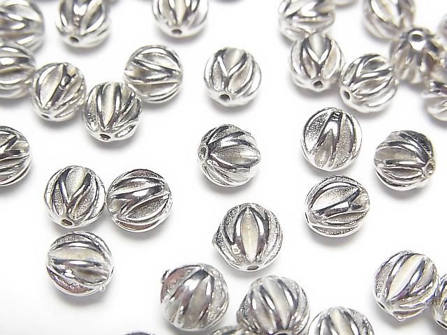 Silver 925 Line Carved Round (Corrugated Beads) [3mm][4mm][6mm] Rhodium Plated 1pc