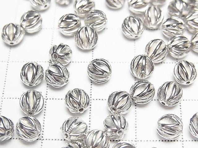 Silver 925 Line Carved Round (Corrugated Beads) [3mm][4mm][6mm] Rhodium Plated 1pc