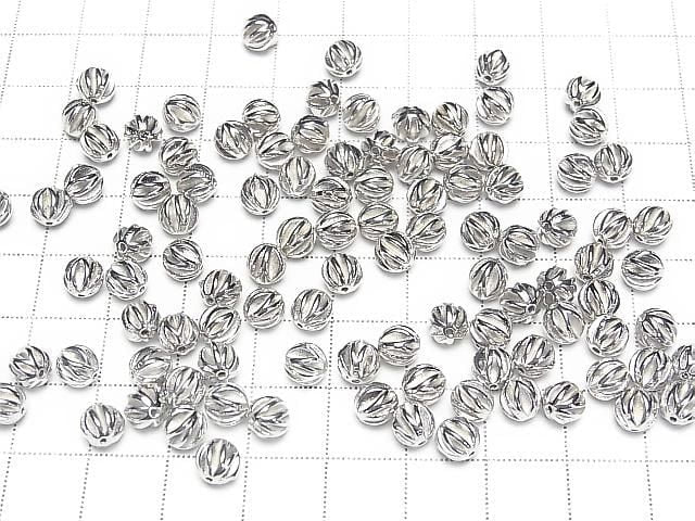 925 純銀線雕刻圓形（波紋珠）[3mm][4mm][6mm] 鍍銠 1個