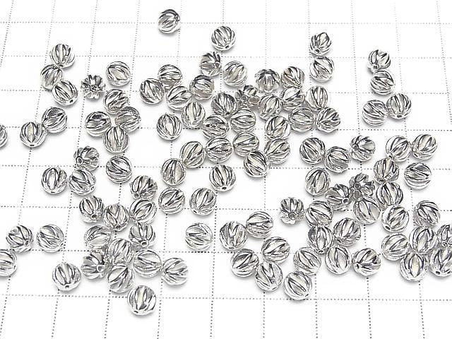 Silver 925 Line Carved Round (Corrugated Beads) [3mm][4mm][6mm] Rhodium Plated 1pc