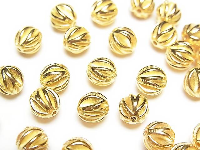 Silver925 Line Carved Round (Corrugated Beads) [3mm][4mm][6mm] 18KGP 1pc