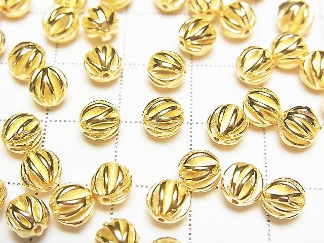 Silver925 Line Carved Round (Corrugated Beads) [3mm][4mm][6mm] 18KGP 1pc