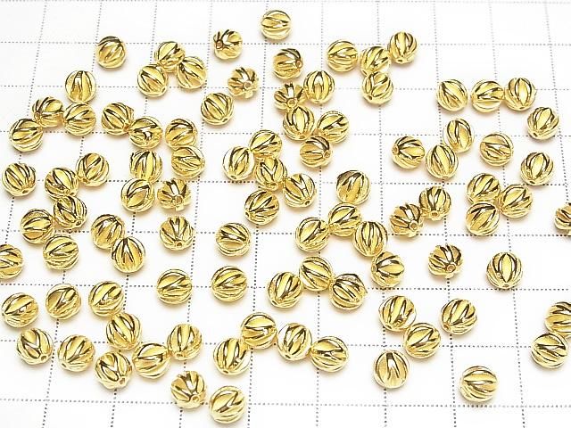 Silver925 Line Carved Round (Corrugated Beads) [3mm][4mm][6mm] 18KGP 1pc