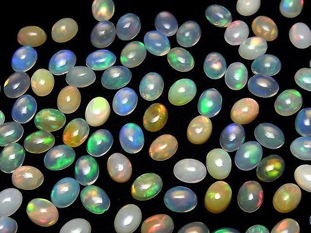 [Video] High Quality Ethiopian Opal AAA- Oval Cabochon 8x6mm 5pcs