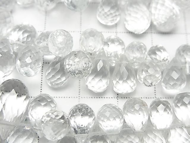 [Video] High Quality White Topaz AAA- Drop Faceted Briolette Half or 1 strand beads (approx. 7 inches/18 cm)
