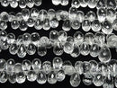 [Video] High Quality White Topaz AAA- Drop Faceted Briolette Half or 1 strand beads (approx. 7 inches/18 cm)