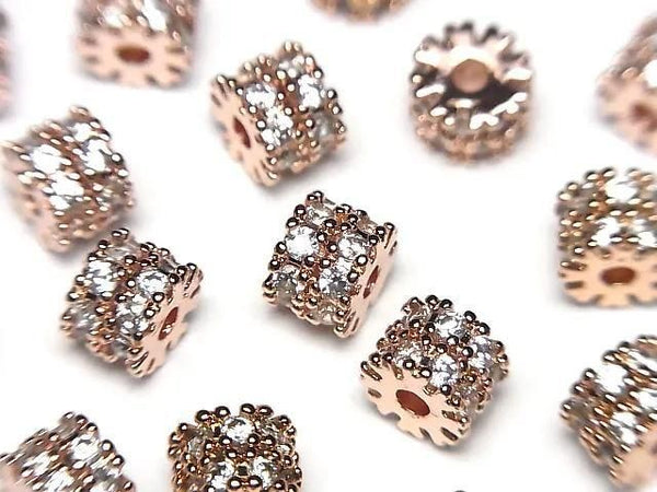 Metal parts Rondelle 6.5x6.5x5mm Pink Gold (CZ) 2pcs