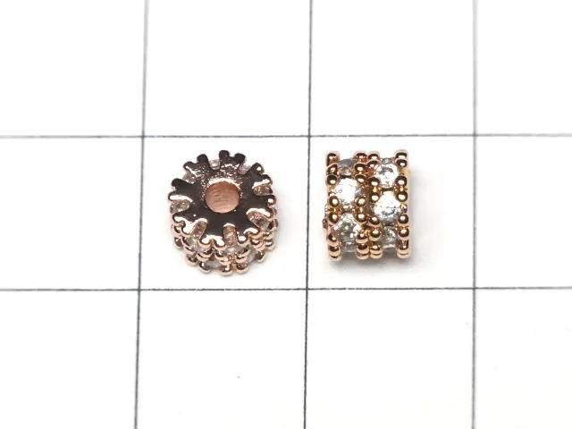 Metal parts Rondelle 6.5x6.5x5mm Pink Gold (CZ) 2pcs