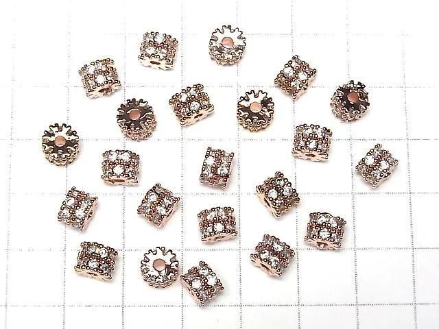 Metal parts Rondelle 6.5x6.5x5mm Pink Gold (CZ) 2pcs