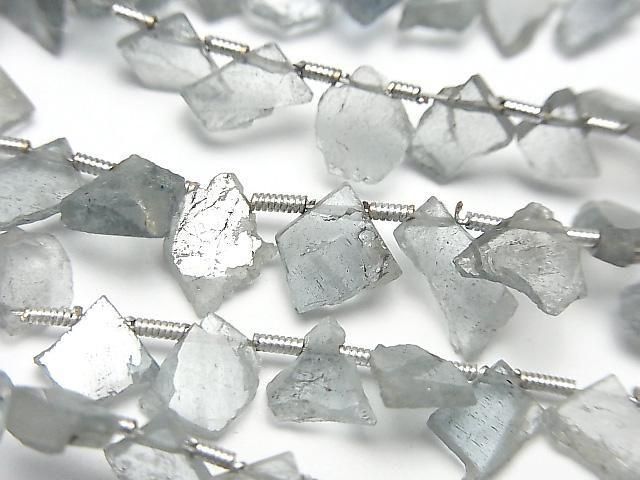 [Video] Moss Aquamarine Rough Slice Faceted 1strand beads (approx. 7 inches/18 cm)