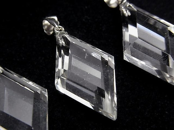 [Video]High Quality Crystal AAA Diamond Shape Pendant 25x15mm Silver925