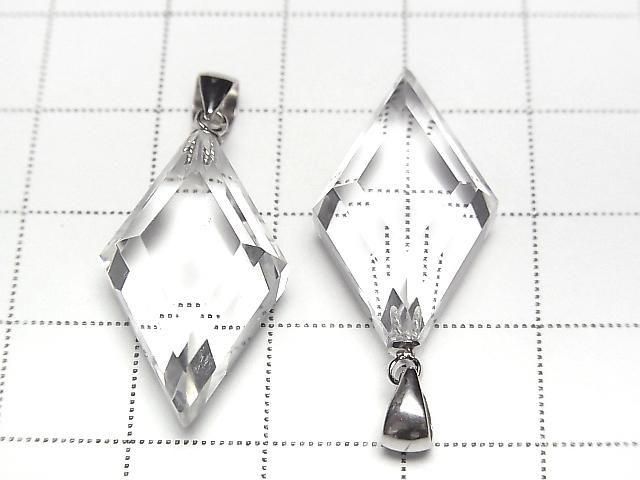 [Video]High Quality Crystal AAA Diamond Shape Pendant 25x15mm Silver925