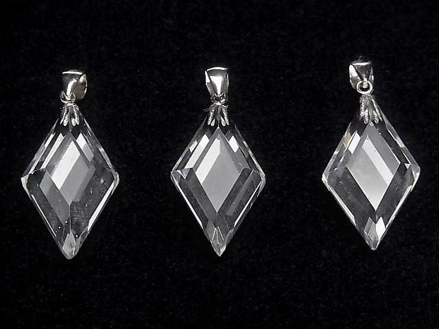 [Video]High Quality Crystal AAA Diamond Shape Pendant 25x15mm Silver925