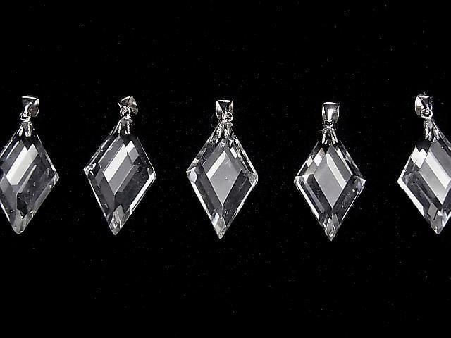 [Video]High Quality Crystal AAA Diamond Shape Pendant 25x15mm Silver925