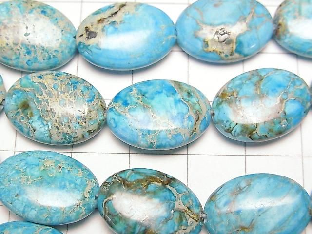 [Video] Light Blue Kaolinite Oval 18x13mm Half or 1strand beads (approx. 15 inches/36 cm)