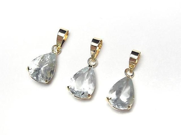 [Video][Japan]High Quality Aquamarine AAA Pear Shape Faceted 8x6mm Pendant [18K Yellow Gold] 1pc
