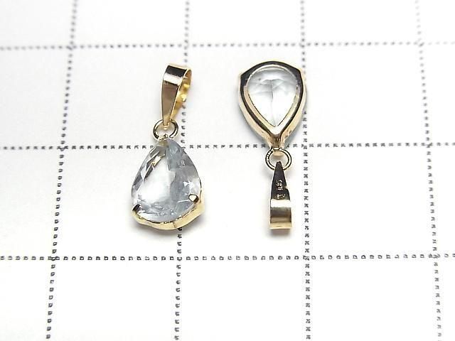 [Video][Japan]High Quality Aquamarine AAA Pear Shape Faceted 8x6mm Pendant [18K Yellow Gold] 1pc