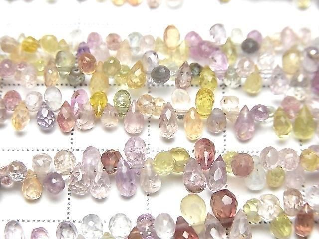 [Video] High Quality Multicolor Sapphire AAA- Drop Faceted Briolette Half or 1 strand beads (approx. 7 inches/18 cm)