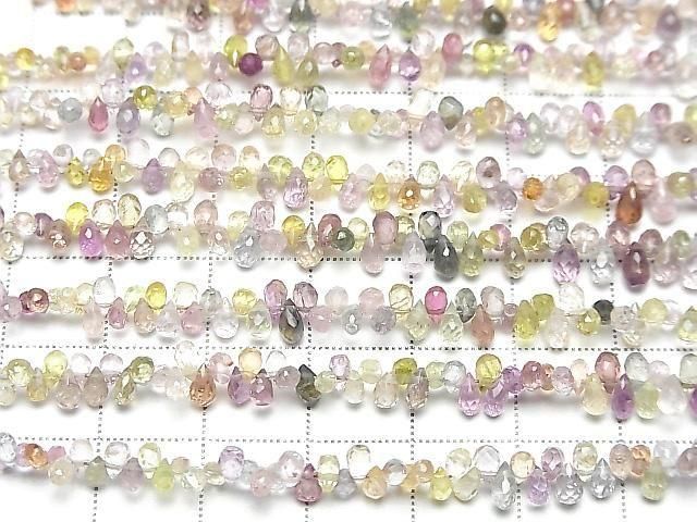 [Video] High Quality Multicolor Sapphire AAA- Drop Faceted Briolette Half or 1 strand beads (approx. 7 inches/18 cm)