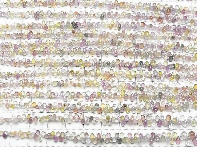 [Video] High Quality Multicolor Sapphire AAA- Drop Faceted Briolette Half or 1 strand beads (approx. 7 inches/18 cm)