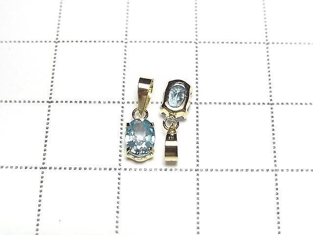 [Video][Japan] High Quality Natural Blue Zircon AAA Oval Faceted 6x4mm Pendant [18K Yellow Gold] 1pc