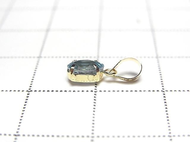 [Video][Japan] High Quality Natural Blue Zircon AAA Oval Faceted 6x4mm Pendant [18K Yellow Gold] 1pc