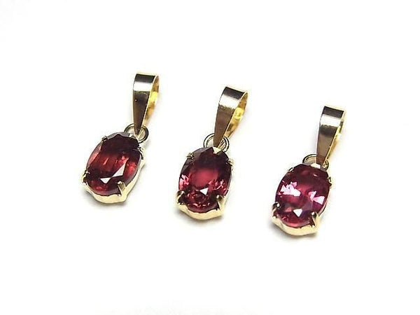 [Video][Japan]High Quality Red Spinel AAA Oval Faceted 6x4mm Pendant [18K Yellow Gold] 1pc