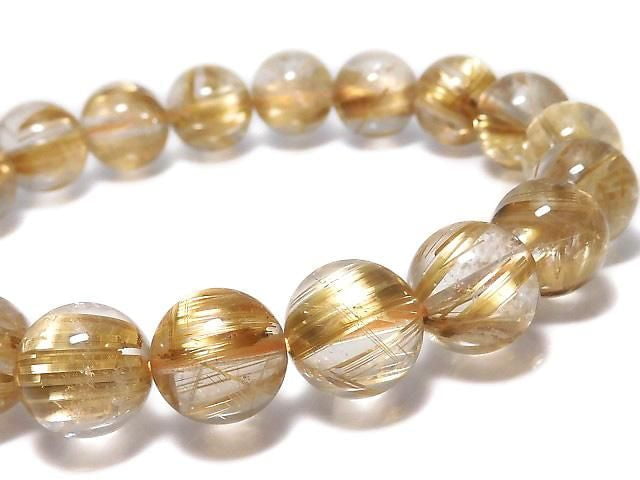 [Video][One of a kind] Rutilated Quartz AAAA Round 10.5mm Bracelet NO.507