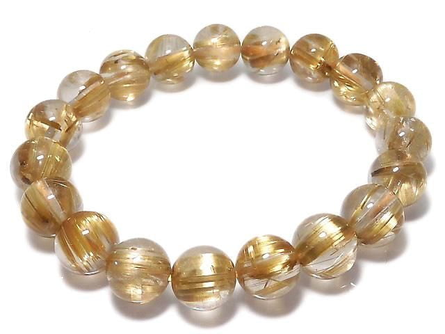 [Video][One of a kind] Rutilated Quartz AAAA Round 10.5mm Bracelet NO.507