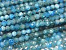 [Video] High Quality! Blue Apatite AA Faceted Round 3mm 1strand beads (approx. 15 inches/36 cm)