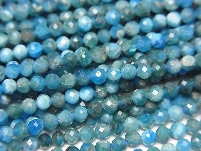 [Video] High Quality! Blue Apatite AA Faceted Round 3mm 1strand beads (approx. 15 inches/36 cm)