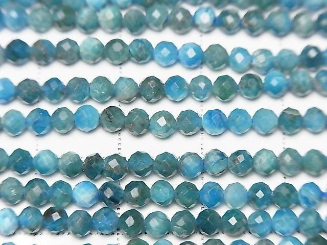[Video] High Quality! Blue Apatite AA Faceted Round 3mm 1strand beads (approx. 15 inches/36 cm)