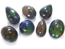 [Video][One of a kind] Black Opal AAA- Cabochon 7pcs Set No.4