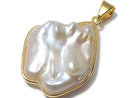 [Video][One of a kind] Fresh Water Pearl Keshi Pearl Pendant 18KGP NO.9