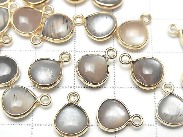 [Video] Brown-Gray Moonstone AA++ Bezel Setting Chestnut 9x9mm 18KGP 2pcs