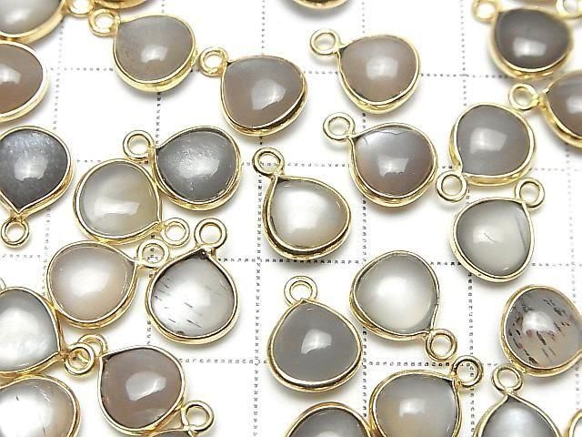 [Video] Brown-Gray Moonstone AA++ Bezel Setting Chestnut 9x9mm 18KGP 2pcs