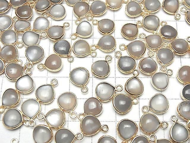 [Video] Brown-Gray Moonstone AA++ Bezel Setting Chestnut 9x9mm 18KGP 2pcs