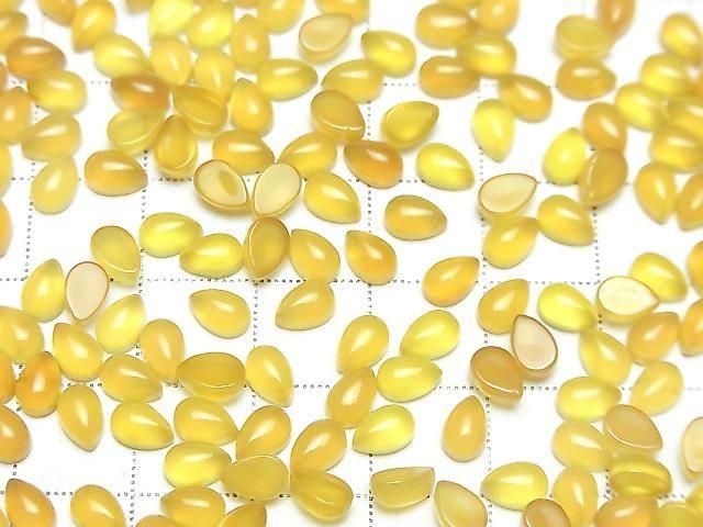 [Video] Yellow Chalcedony AAA Pear Shape Cabochon 6x4mm 10pcs