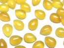 [Video] Yellow Chalcedony AAA Pear Shape Cabochon 8x6mm 5pcs