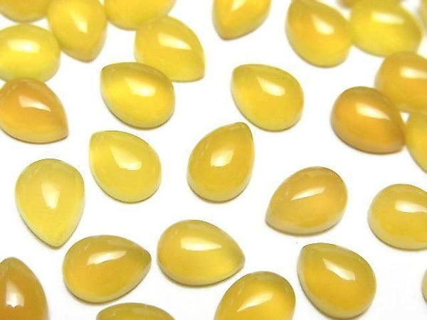 [Video] Yellow Chalcedony AAA Pear Shape Cabochon 8x6mm 5pcs