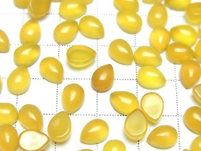 [Video] Yellow Chalcedony AAA Pear Shape Cabochon 8x6mm 5pcs