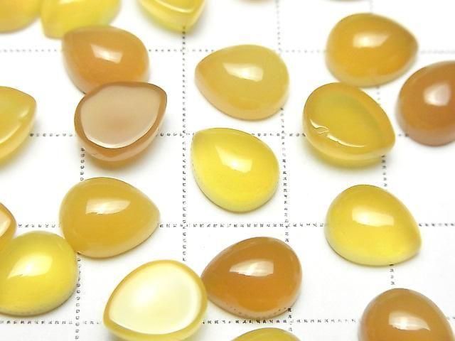 Yellow Chalcedony AAA Pear Shape Cabochon 10x8mm 5pcs