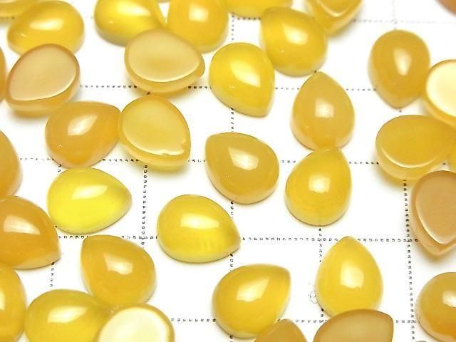 [Video] Yellow Chalcedony AAA Pear Shape Cabochon 10x8mm 5pcs