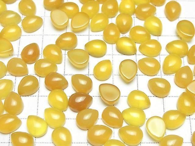 [Video] Yellow Chalcedony AAA Pear Shape Cabochon 10x8mm 5pcs
