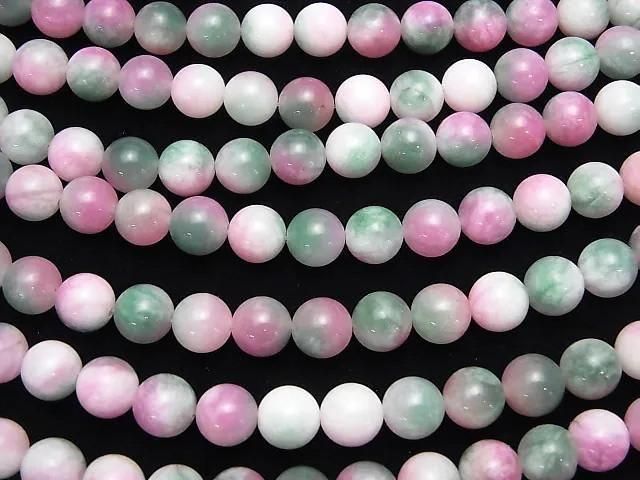 Pink & Green Jade Round 8mm 1strand beads (approx. 15 inches/37 cm)