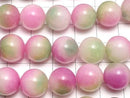 Pink & Green Jade Round 12mm 1strand beads (approx. 14 inches/35 cm)